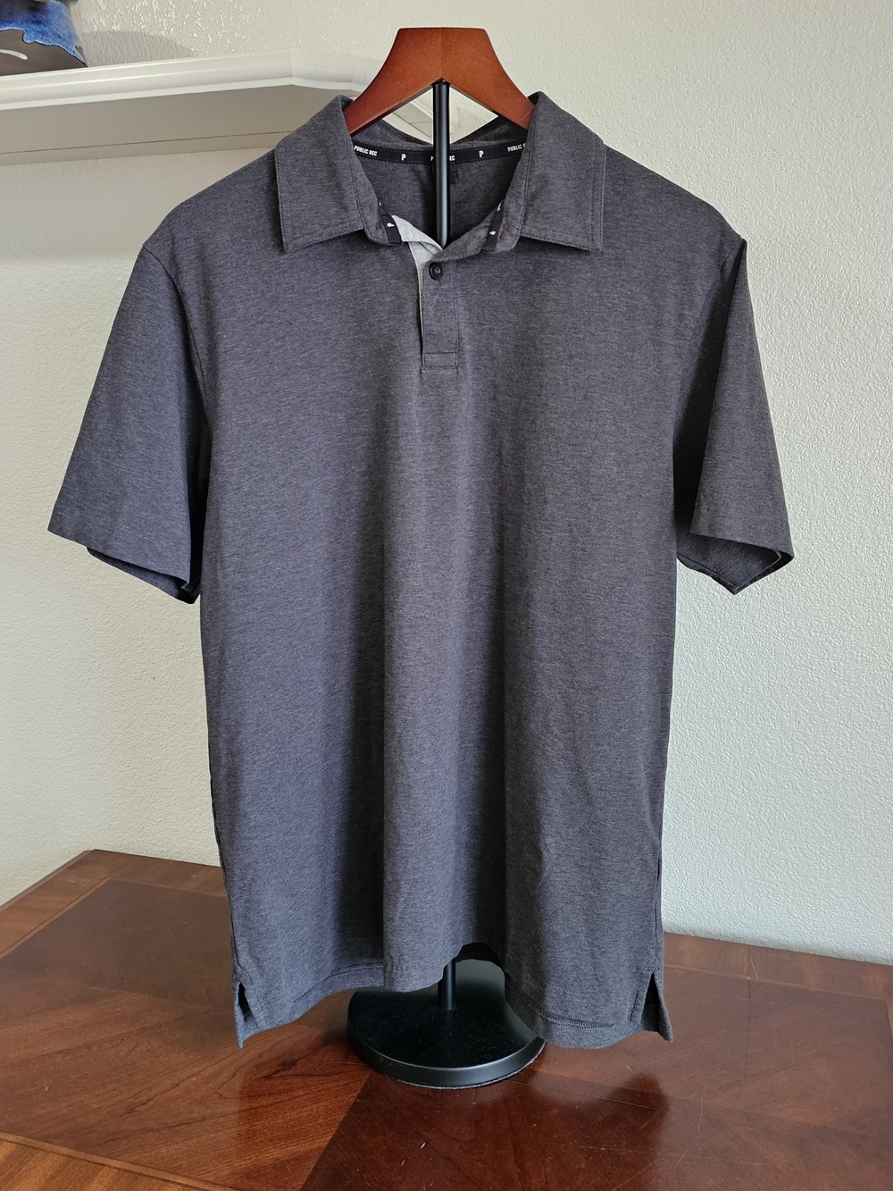 Public Rec Men's Charcoal Short Sleeve Polo Shirt, Size Large